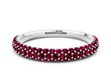 White gold Round Garnet Pavé Eternity Band with Shared Prong Setting_6