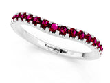 White gold Round Garnet Pavé Set Curved Wedding Band_11