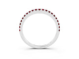 White gold Round Garnet Pavé Set Curved Wedding Band_13