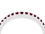 White gold Round Garnet Pavé Set Curved Wedding Band_14