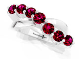 White gold Round Garnet Prong-Set Crossover Band_7