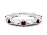 White gold Round Garnet Prong Set Milgrain Eternity Band_6