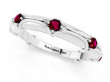 White gold Round Garnet Prong Set Milgrain Eternity Band_7