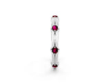 White gold Round Garnet Prong Set Milgrain Eternity Band_8