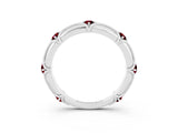 White gold Round Garnet Prong Set Milgrain Eternity Band_9