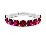 White gold Round Garnet Shared Prong Eternity Band_6