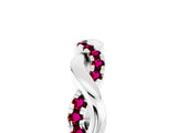 White gold Round Garnet Twist Eternity Band with Pavé Setting_11