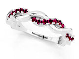 White gold Round Garnet Twist Eternity Band with Pavé Setting_19