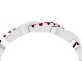White gold Round Garnet Twist Eternity Band with Pavé Setting_22