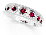 White gold Round Garnet Twist Milgrain Band with Bezel Setting_1