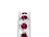White gold Round Garnet Twist Milgrain Band with Bezel Setting_5