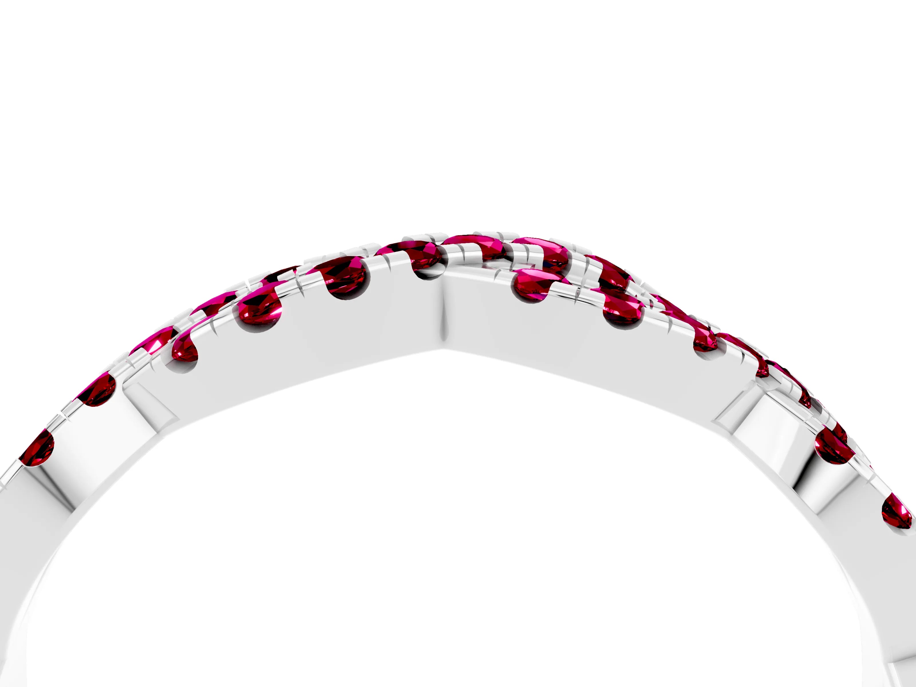 White gold Round Garnet Twisted Eternity Band with Pavé and Shared Prong Setting_10