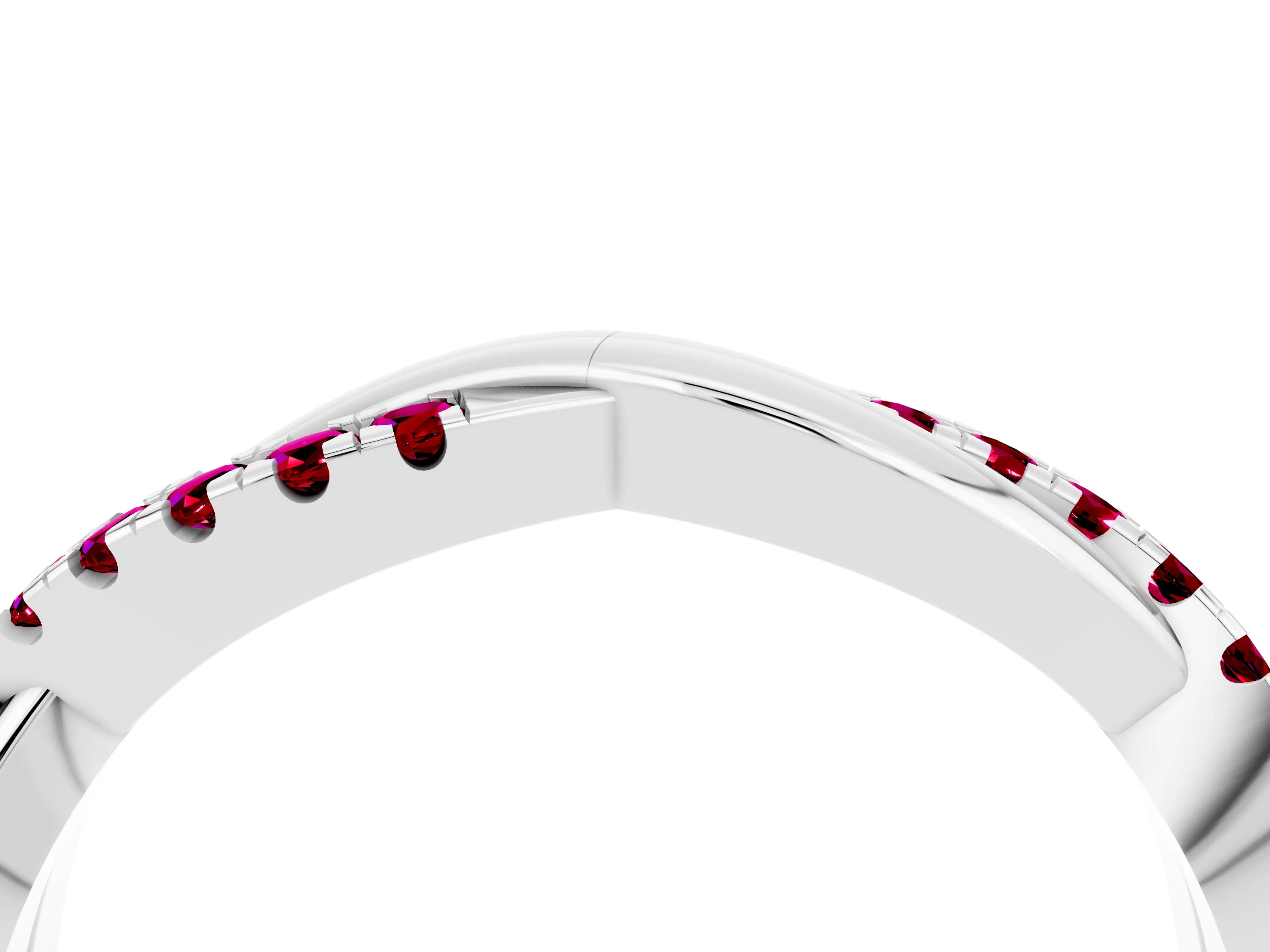 White gold Round Garnet Twisted Infinity Band with Prong Setting_10