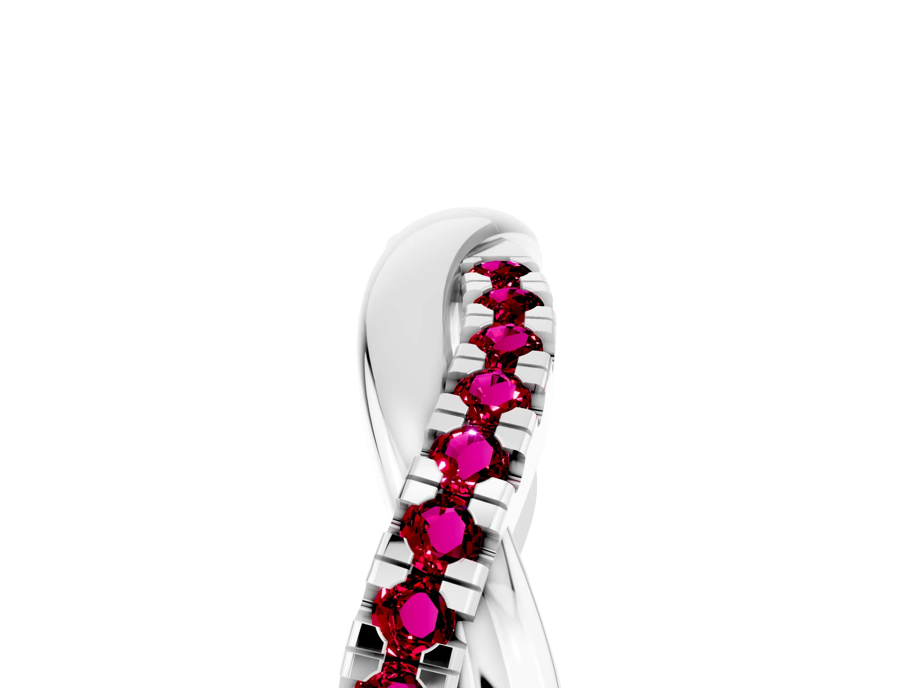 White gold Round Garnet Twisted Infinity Band with Prong Setting_11