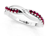 White gold Round Garnet Twisted Infinity Band with Prong Setting_7