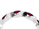 White gold Round Garnet Wave Band with Channel Setting and Shared Prongs_10