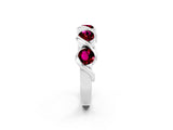 White gold Round Garnet Wave Band with Channel Setting and Shared Prongs_8