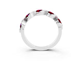 White gold Round Garnet Wave Band with Channel Setting and Shared Prongs_9