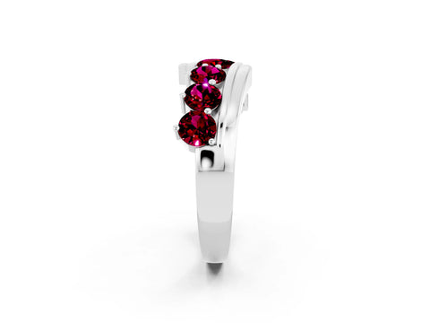 White gold Round Garnet Wave Band with Channel and Shared Prong Setting_20