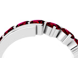 White gold Round Garnet Wave Band with Channel and Shared Prong Setting_22