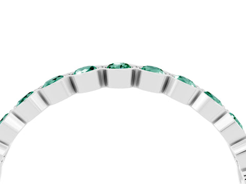 White gold Round Green Sapphire Bezel Set Eternity Band_10