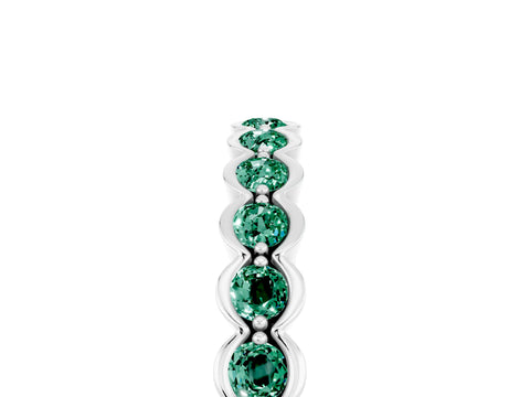 White gold Round Green Sapphire Bezel Set Eternity Band_11