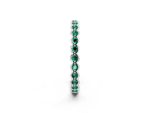 White gold Round Green Sapphire Bezel Set Eternity Band_8