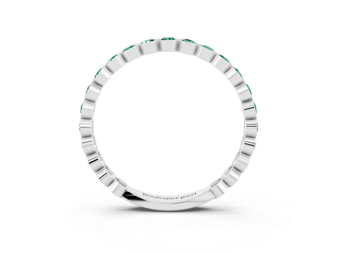 White gold Round Green Sapphire Bezel Set Eternity Band_9