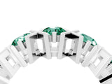 White gold Round Green Sapphire Channel Set Band with X-Prong Detail_10