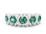 White gold Round Green Sapphire Channel Set Band with X-Prong Detail_6