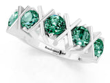 White gold Round Green Sapphire Channel Set Band with X-Prong Detail_7