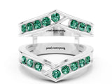 White gold Round Green Sapphire Channel-Set Chevron Band_6