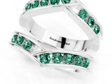 White gold Round Green Sapphire Channel-Set Chevron Band_7