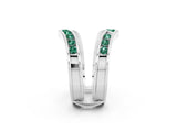 White gold Round Green Sapphire Channel-Set Chevron Band_8