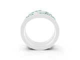 White gold Round Green Sapphire Channel-Set Chevron Band_9