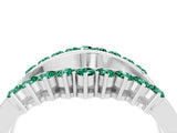 White gold Round Green Sapphire Chevron Contour Band with Prong Setting_10
