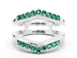 White gold Round Green Sapphire Chevron Contour Band with Prong Setting_6