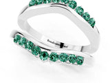 White gold Round Green Sapphire Chevron Contour Band with Prong Setting_7