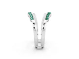 White gold Round Green Sapphire Chevron Contour Band with Prong Setting_8