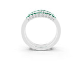 White gold Round Green Sapphire Chevron Contour Band with Prong Setting_9
