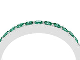 White gold Round Green Sapphire Curved Wedding Band with Channel Setting_10