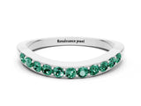 White gold Round Green Sapphire Curved Wedding Band with Channel Setting_6