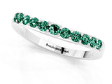 White gold Round Green Sapphire Curved Wedding Band with Channel Setting_7