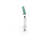 White gold Round Green Sapphire Curved Wedding Band with Channel Setting_8