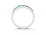 White gold Round Green Sapphire Curved Wedding Band with Channel Setting_9