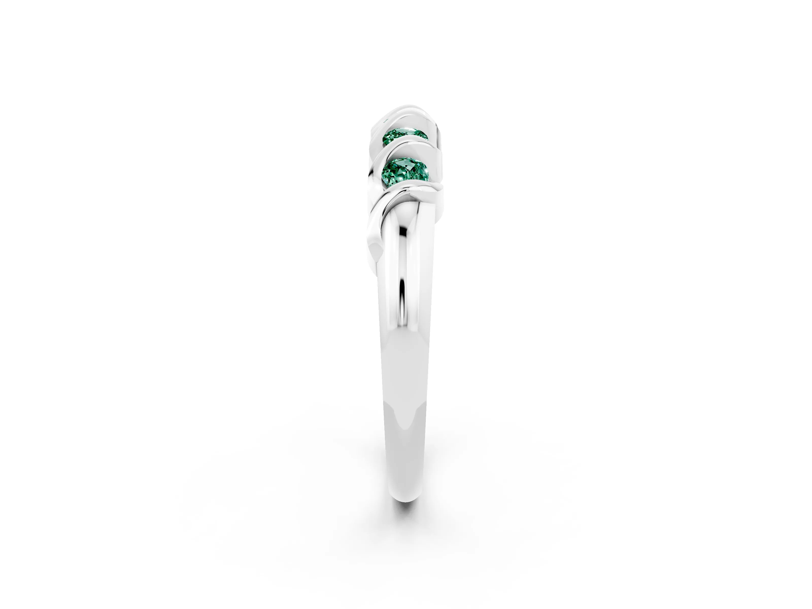 White gold Round Green Sapphire Eternity Band with Twist Prong Setting_14
