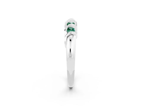White gold Round Green Sapphire Eternity Band with Twist Prong Setting_14