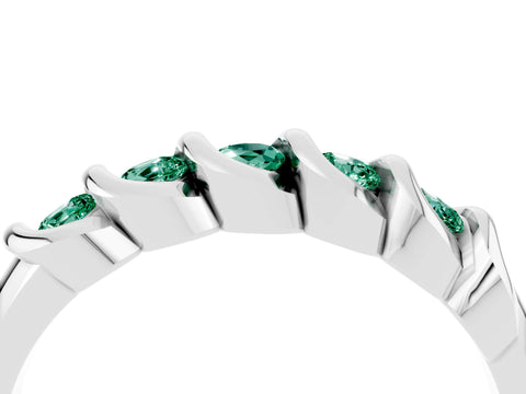 White gold Round Green Sapphire Eternity Band with Twist Prong Setting_16