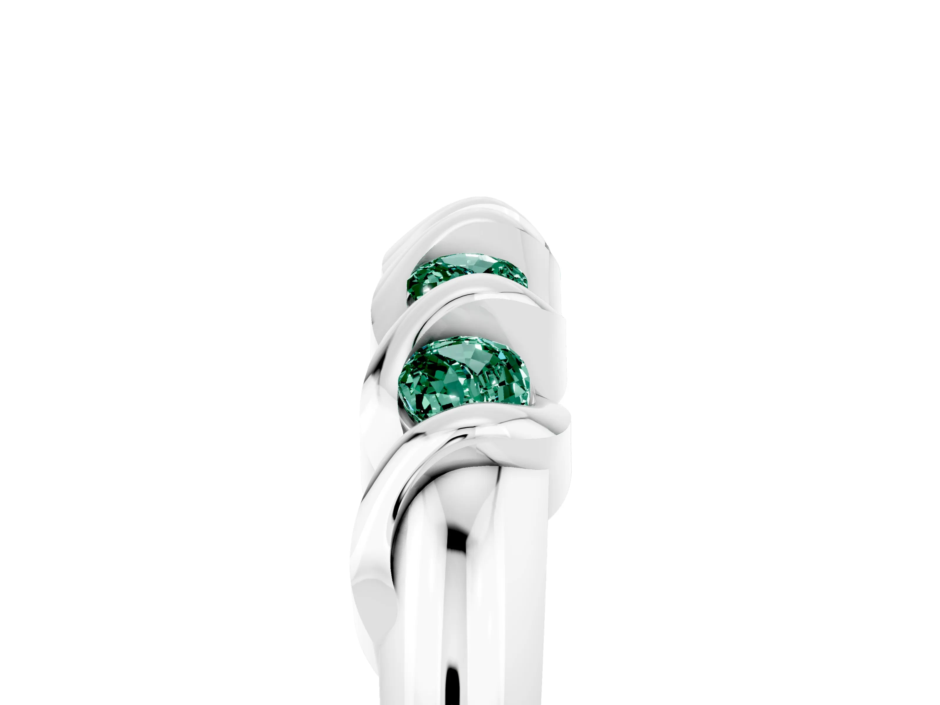 White gold Round Green Sapphire Eternity Band with Twist Prong Setting_17
