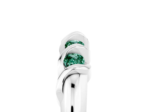 White gold Round Green Sapphire Eternity Band with Twist Prong Setting_17
